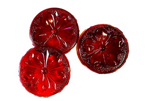 Bl�te-5-Blatt, rund, 40mm, rot - Schmuckstein, Einbleistein - 1/2 Preis!