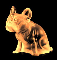 Figur Bulldog ca 70mm - bernsteinfarbiges Bleikristallglas