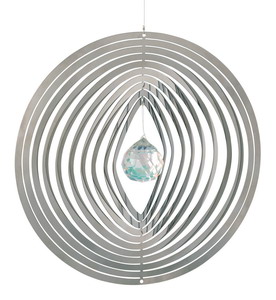Windspiel RUND mit facettiertem Glaskristall - ca. 13cm