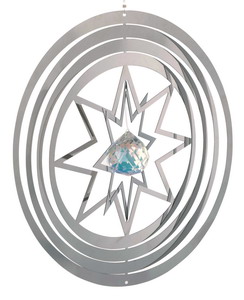 Windspiel STERNSTRAHL mit facettiertem Glaskristall - ca. 13cm