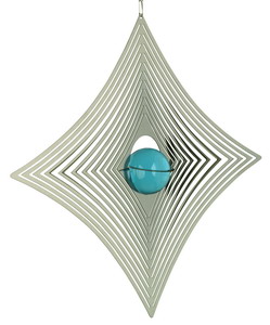 Windspiel DIAMANT mit t�rkiser Glaskugel - ca. 20cm