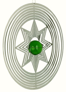 Windspiel STERNSTRAHL mit gr�ner Glaskugel - ca. 20cm
