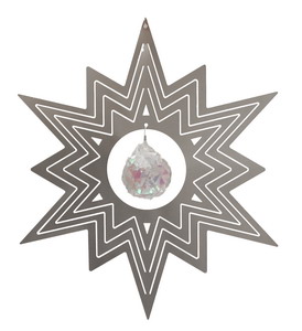 Windspiel STERN mit facettiertem Glaskristall - ca. 13cm