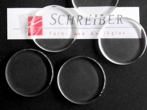 Glasstein rund, flach, kristall, 25mm - Preis per St. ab 10 St�ck