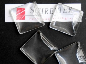 Glasstein - Muggel quadratisch, kristall, 25mm - Preis per St. ab 5 St�ck