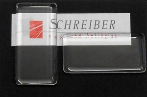 Glasstein rechteckig, l�nglich, flach, kristall, 48x24mm - Preis per St. ab 3 St.