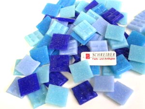 J-Mosaik-Mixpackung - ca 20x20mm Glasmosaik in Blaut�nen
