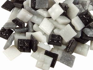 J-Glasmosaik-Mixpackung - ca 10x10mm in Wei�- bis Graut�nen