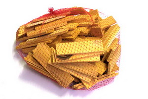 Distanzklotz / Klotzholz 80x24x4mm - Farbe gelb, Netz mit ca 100 St.