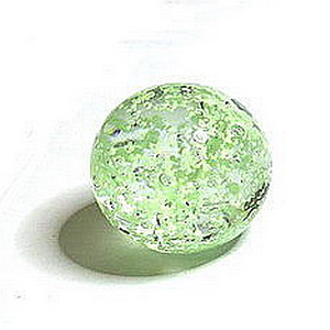 Leuchtkugel ca 6cm - handgefertigt - klares Glas - gr�ne Leuchtpigmente