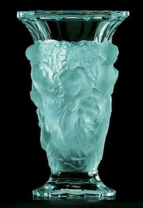 Vase Landvolk ca 215mm - edelgr�nes Art Deco Kristallglas