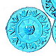 Glasstein Lilienkreis, rund, 40mm, aquablau - Schmuckstein