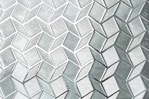 Ornamentglas, Gussglas in farblos ZigZag - ca. 3mm, PS-070