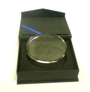 Kristallglasoval - Ovale Platte, ca 100x80x12,5mm - Geschenkbox