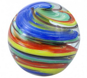 Glaskugel - Paperweight BUNTE SPIRALE - gro� - ca 9cm