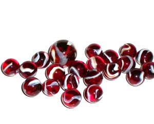 Netz mit Glasmurmeln ROOSTER - 20 St�ck 16mm + 1 St. 25mm