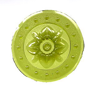 Glasstein Rosette-70 rund, ca 70mm Durchmesser, ca 8mm H�he - gelbgr�n
