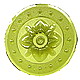 Glasstein Rosette-70 rund, ca 70mm Durchmesser, ca 8mm H�he - gelbgr�n