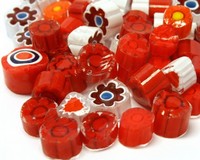 ital. Millefioriglas AK104 Mischung Spanisch-Rot ca 6-12mm - 100g Btl.