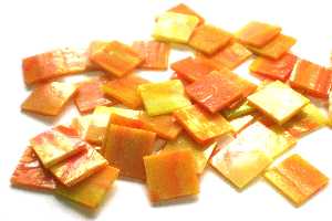Tiffanyglas-Mosaiksteinchen, ca 25mm, gelb/rot (No.4)