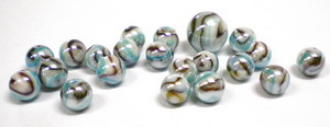 Netz mit Glasmurmeln WHITHE TIGER - 20 St. je 16mm + 1 St. 25mm